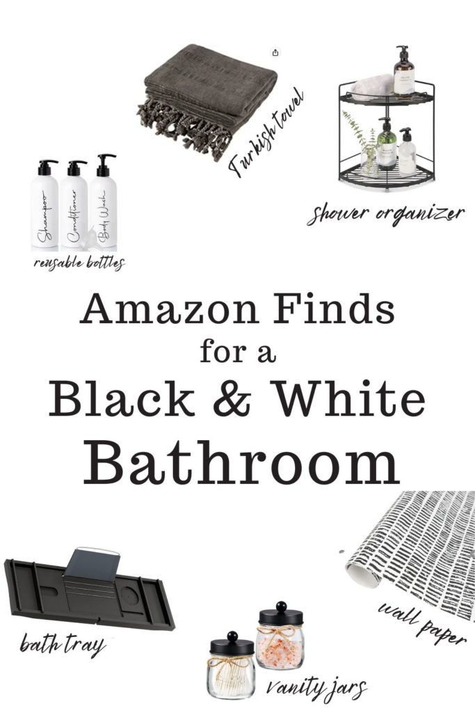 black and white bathroom decor | amazon finds for a beautiful black bathroom
