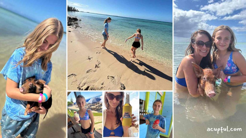 Swimming with pigs in Bahamas with kids | Margaritaville at sea | mandy carter | conner carter | kara carter